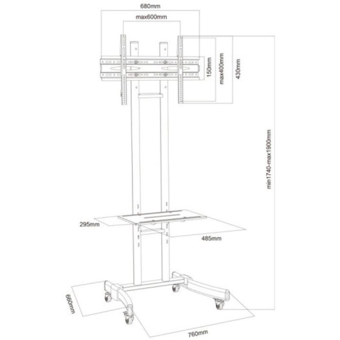Approx Soporte de Pie Móvil con Ruedas APPST05 para TV 30-70 pulgadas